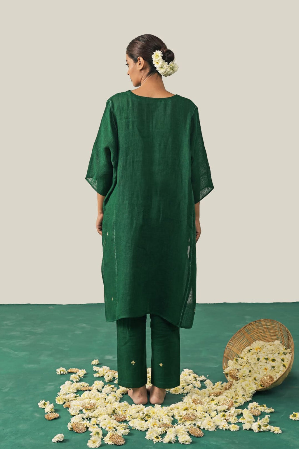 The Flush Femme Kurta Set - Bottle Green