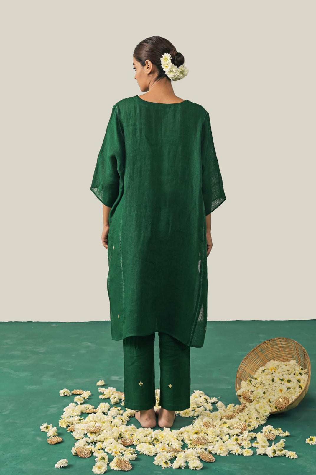 The Flush Femme Kurta Set - Bottle Green