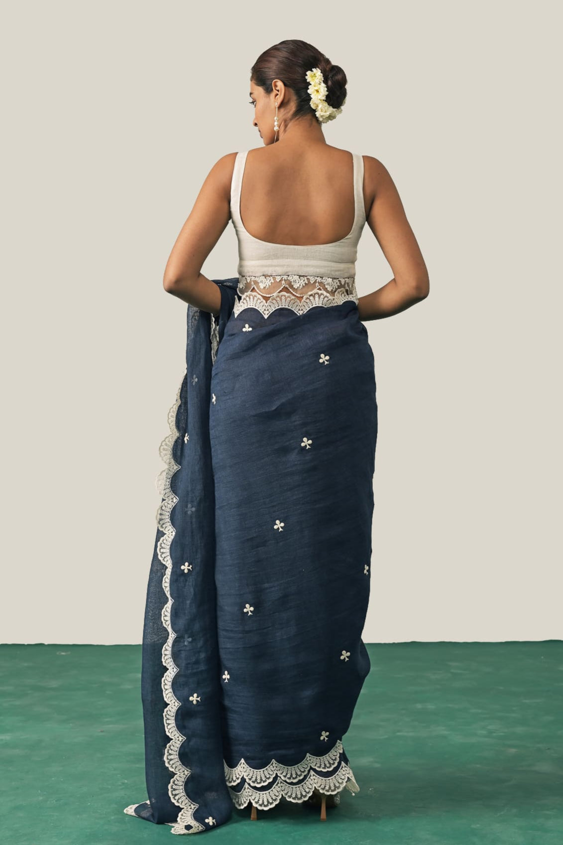 The Queen of Clubs Saree - Navy Blue