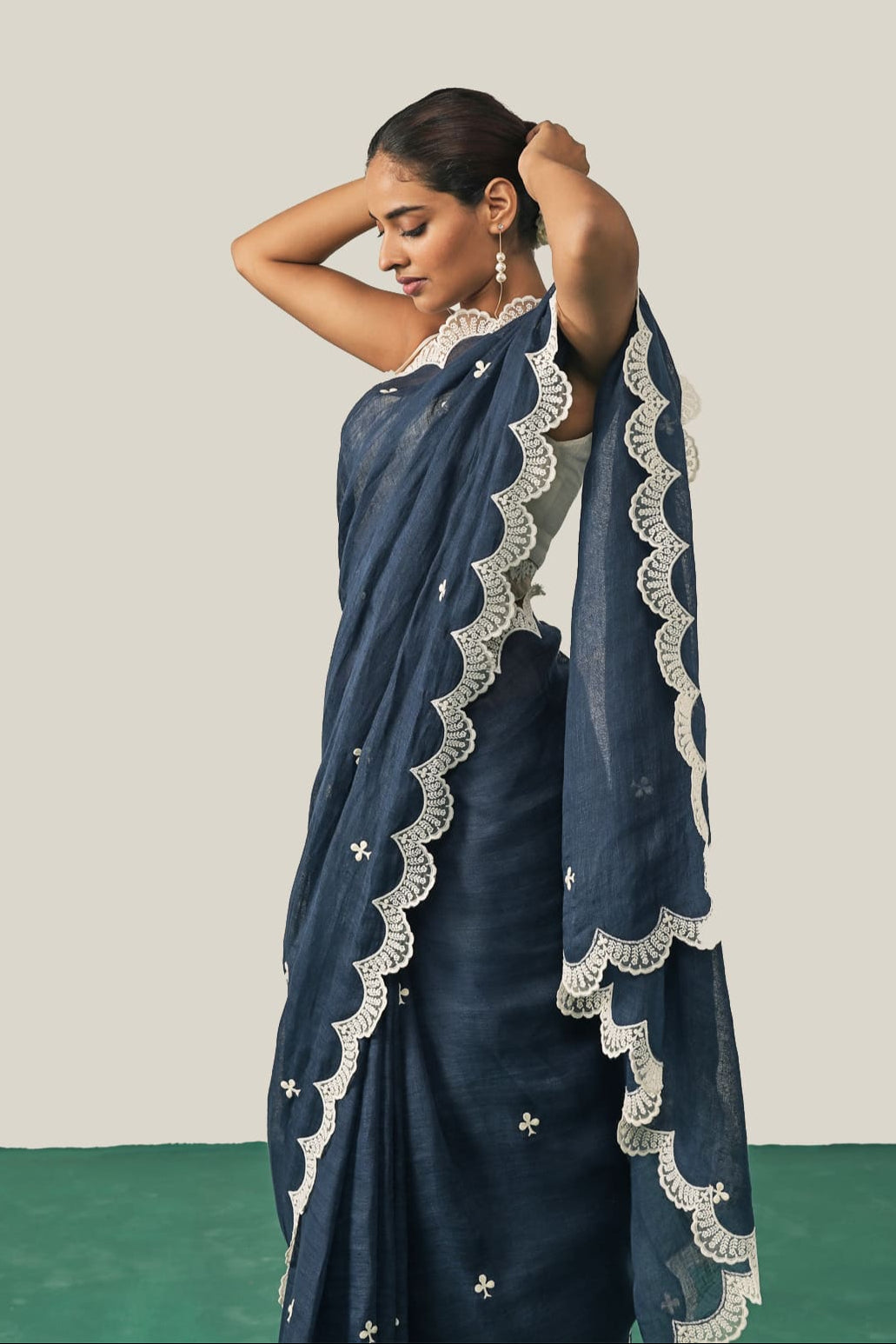 The Queen of Clubs Saree - Navy Blue