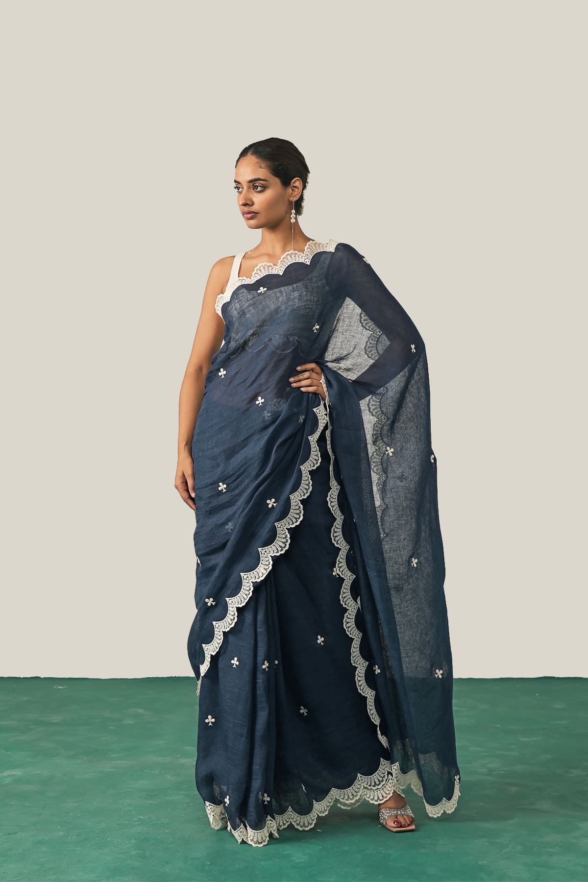 The Queen of Clubs Saree - Navy Blue