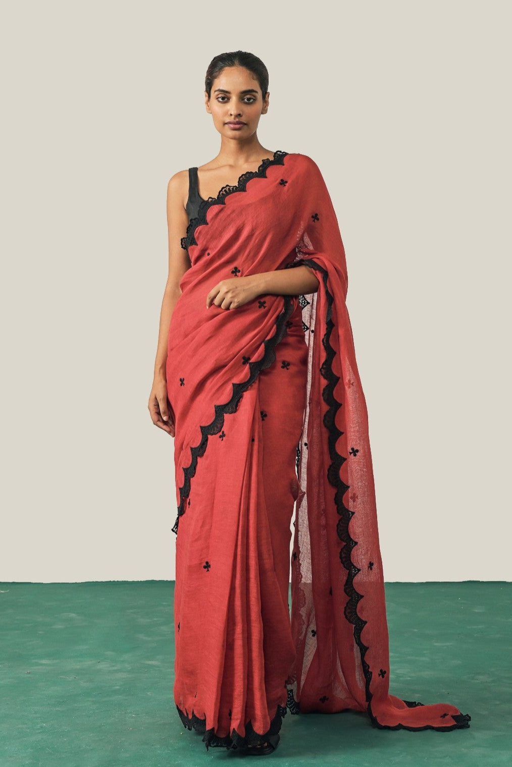 The Queen of Clubs Saree - Red