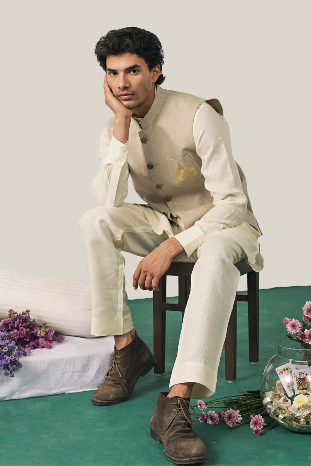 The Wild Card Prince Waistcoat - Natural